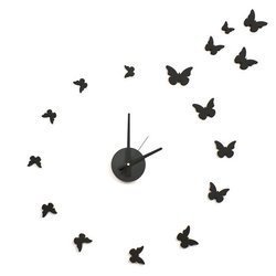 Zegar ścienny do salonu 3D czarny Motyle