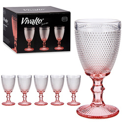 Elegante Weingläser und Wassergläser, Kollektion VIVALTO, 330 ml, Set mit 6 Stück, Rosa Akzent