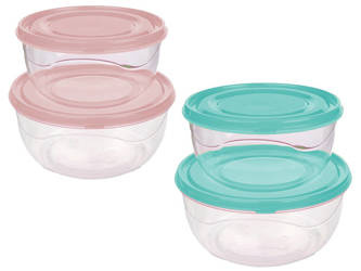 Set of 2 Round Kitchen Containers Soft&Lock 850ml and 1.4L - Turquoise Color