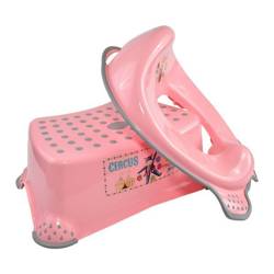 Nakładka na sedes z podnóżkiem dla dzieci antypoślizgowy kolor Różowy